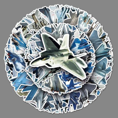 LYLSDSB 50Pcs Fighter Jet Plane Stickers - Vinyl Waterproof for Laptops, Bikes, Cars & More