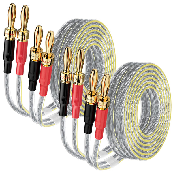 2 Pack 16/2 Speaker Flat Wire Cable, 6 FT, UL CL3 Rated, 16 Gauge AWG Wire with Yellow Polarity Marker