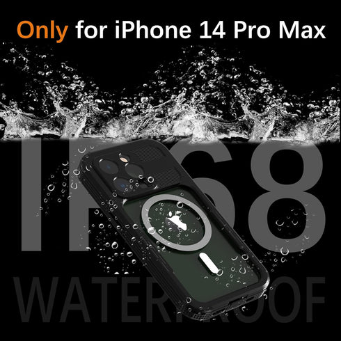 iPhone 14 Pro Max Waterproof Case with Screen Protector, Full Body Heavy Duty Protection Magnetic Case, Shockproof, Dustproof, Snowproof Case for iPhone 14 Pro Max 6.7 Inch 2022 (Black)