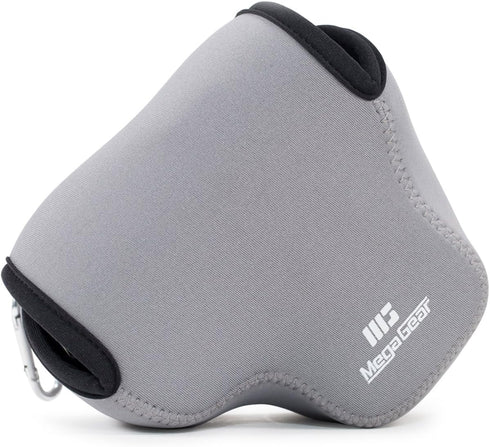 MegaGear "Ultra Light" Neoprene Camera Case Bag with Carabiner for Panasonic Lumix DMC-FZ300 - Grey