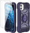 iPhone 11 Case 6.1" - Heavy-Duty Military Grade Cover with Ring Stand & 2 Pack Glass Screen Protectors, Magnetic Car