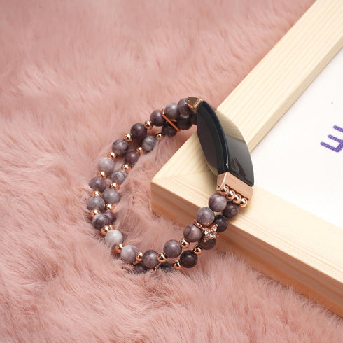 Handmade Pearl Bracelet for Fitbit Inspire HR/Inspire 2, Elastic Beaded Strap for Women and Girls