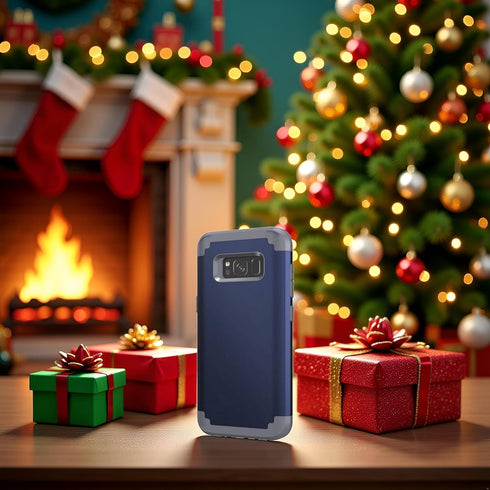 IDweel for Galaxy S8 Case, Blue for Men Guys, 3 in 1 Shockproof Slim Hybrid Heavy Duty Protection Hard PC Cover Soft