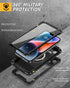 Lanhiem Magnetic Metal Case for iPhone 14, Built-in Camera Kickstand & Glass Screen Protector, Black