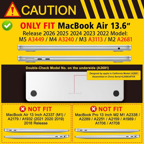 Lepeoac 13 inch M5 2026 M4 2025 M3 M2 2024-2022 A3449 A3240 A3113 A2681, 13.6 inch for MacBook Air Case Hard