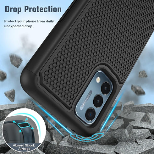 JXVM for OnePlus Nord N200 5G Case - Dual Layer Heavy Duty Protective Cover with Non-Slip Textured Back (Black)