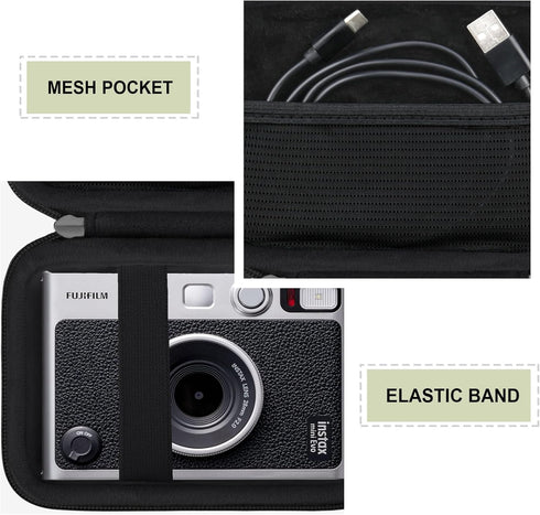 Hard Carrying Case for Fujifilm Instax Mini EVO Instant Camera, Travel Storage Case with Mesh Pocket for Accessories,