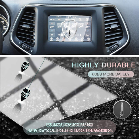 CDEFG Cherokee Uconnect Navigation Touchscreen Protector, Tempered Glass HD Scratch Resistance (7 in)