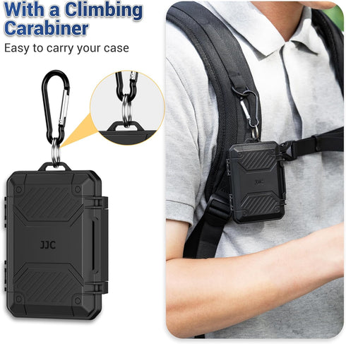 JJC 8 12 2 IP67 Slim Memory Card Case for SD TF and Nano SIM Cards, Waterproof Anti-Shock Anti-Dust, Compact Size
