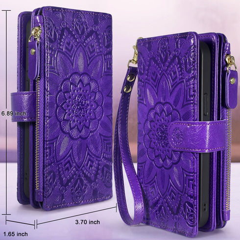 Harryshell Compatible with iPhone 12 Pro Max 6.7 Case Wallet, Detachable Magnetic Zipper Leather with Cash Pocket & 12
