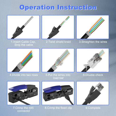 VCELINK CAT6A Connector - RJ45 Pass Through CAT6A CAT7 Shielded 30-Pack Gold Plated for 23AWG Cable