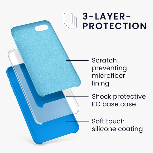 kwmobile TPU Silicone Phone Cover Case - Radiant Blue, Compatible with Apple iPhone SE (2022/2020), iPhone 8/7