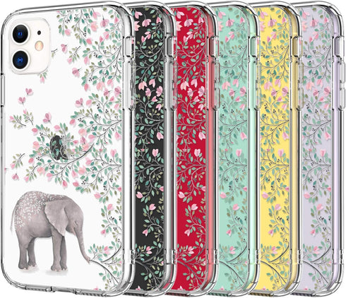 LUHOURI Designed for iPhone 11 Case with Screen Protector, Crystal Acrylic Clear Slim Fit Floral Cover