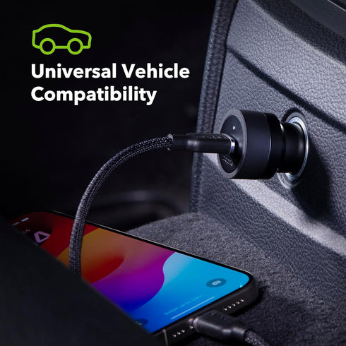mophie 30W USB-C Car Charger, Eco-Friendly Fast Charging for Devices, LED Indicator, Universal AUX Compatibility