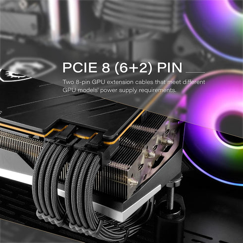 EZDIY-FAB PSU Cable Extension Sleeved Custom Mod GPU PC Power Supply, 30CM, Black