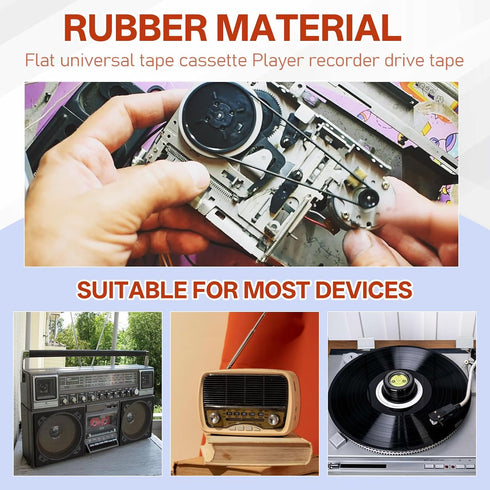 Vin Beauty 100 Cassette Cassette 40-135 mm Cassette (1mm 3mm Pcs Black Recorder Rubber Belts Recorder Repair