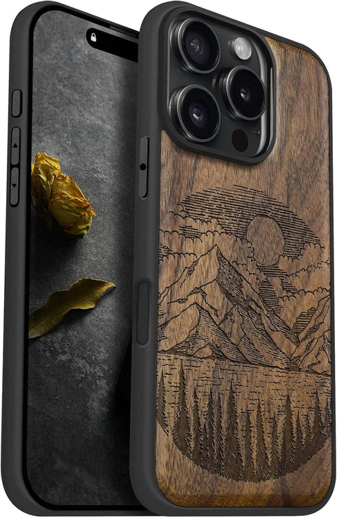 Carveit Magnetic Wooden Case for iPhone 16 Pro Case, Wood Artisan Engraved &