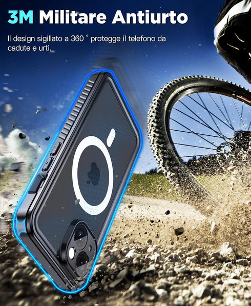 iPhone 15 Plus Case, Magnetic Waterproof with Built-in Screen Protector, Dustproof Heavy Duty Cover, 6.7 Inch, Black