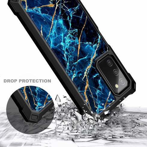 NZND Case for Samsung Galaxy A03S, Built-in Screen Protector, Full-Body Shockproof Rugged Bumper Cover (Marble Design)