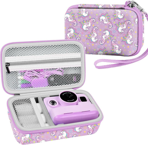 Leayjeen Kids Camera Case for Dylanto/GKTZ/HiMont/CAMCLID/ESOXOFFORE Instant Print Camera, Purple Unicorn (Case Only)