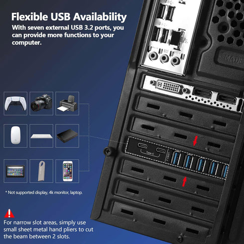 PCIe USB 3.2/3.1 Gen 2 Card - SuperSpeed 10Gbps 7-Ports Expansion Card for USB C & USB A for Windows & Mac