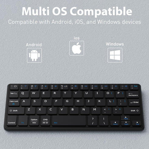 Doohoeek Universal Bluetooth Keyboard, Dual Bluetooth Mini Keyboard with Any-Angle Kickstand & Leather Cover for