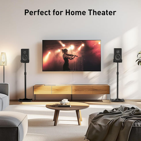 PERLESMITH Universal Speaker Stands for Surround Sound, Holds up to 11LBS, Adjustable Height for Satellite & Bookshelf