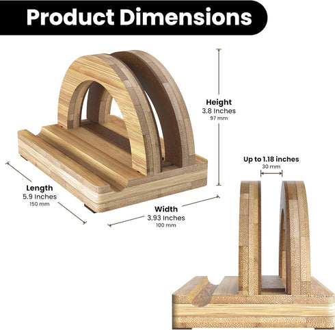 Premium Wood Vertical Laptop Stand - Adjustable Bamboo Holder for MacBook, Dell, HP, Space-Saving Desktop Organizer