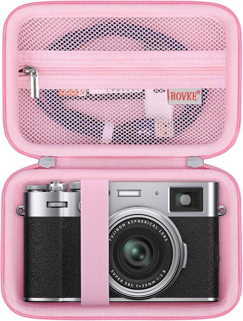 BOVKE Carrying Case for Fujifilm X100VI / X100V Digital Camera, Extra Mesh Pocket, Pink