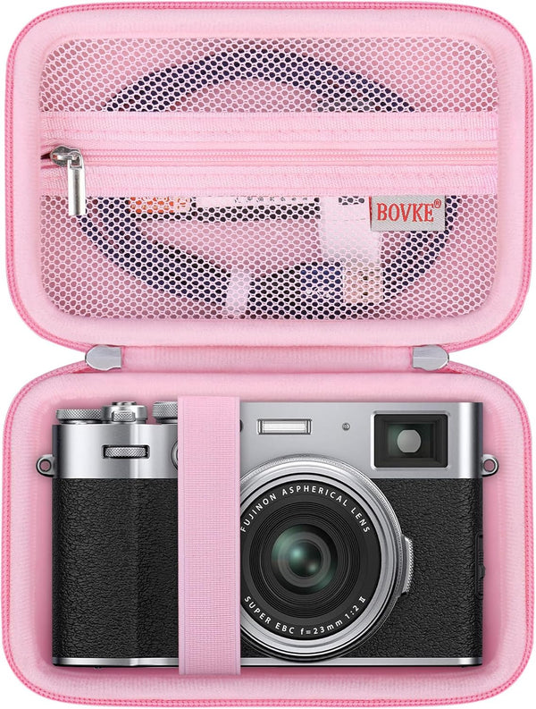 BOVKE Carrying Case for Fujifilm X100VI / X100V Digital Camera, Extra Mesh Pocket, Pink