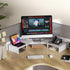 3 DT108008WW FITUEYES Dual Monitor Stand Shelf Computer Monitor Riser, Wood Desktop Stand with Adjustable Length