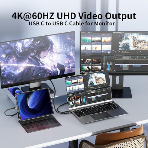 Yiicumhh 16.5FT 4/3, 3.2 2 20Gbps 100w 4K@120Hz Long USB C to USB C Cable Compatible with Thunderbolt USB Gen High
