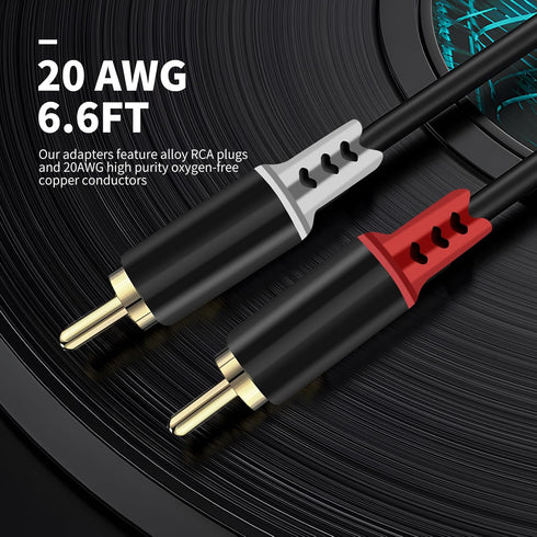 RULGOI 2 20AWG, 6.6FT RCA to Speaker Wire Adapter, Bare Wire Speaker Cables to RCA Plug Adapter Repair Speaker Wire