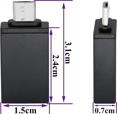 OTG Micro to USB Adapter, Aluminum Alloy Micro USB Male to USB 2.0 A Female Adapter for Android Devices (2 Pack-Black)