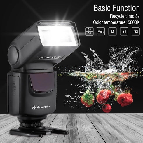 Powerextra Professional DF-400 Speedlite Camera Flash for Canon, Nikon, Pentax, Samsung, Fujifilm, Olympus, Panasonic,