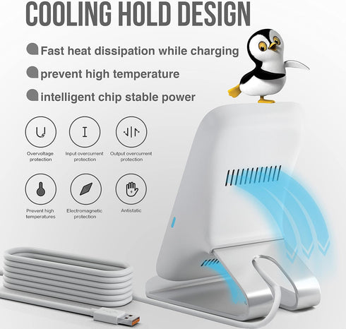 Fast Wireless Charger, Qi-Certified 10W Max Charging Stand for iPhone 15/14/13/12/11, Samsung Galaxy with QC3 Adapter