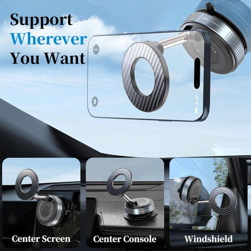 PlusAcc 360Rotatable 16/15/14/13 Vacuum Magnetic Phone Holder for Car, Suction Cup Phone Mount for MagSafe, Strong