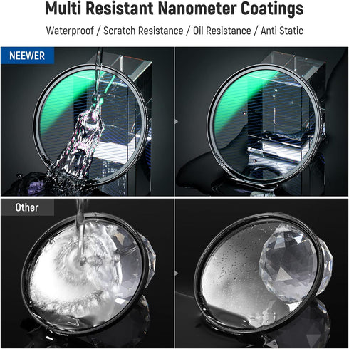 NEEWER 72mm Blue Streak Filter, HD Optical Glass, 360° Rotatable Anamorphic Flare Lens Filter
