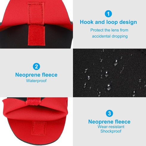 PATIKIL 5 Pcs Lens Pouch Bag Set, Shockproof Camera Lens Case with Hook and Loop for SLR