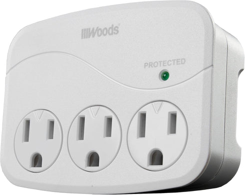 Woods 41034 Surge Protector with 3 Power Outlets, 1000J of Protection