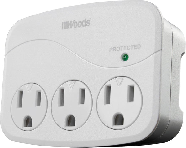 Woods 41034 Surge Protector with 3 Power Outlets, 1000J of Protection