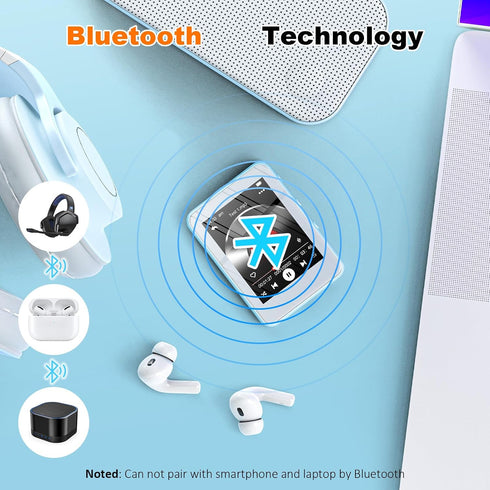 JOJOLEPAI MP3 5.3, 32GB 128GB Light Blue Player with Bluetooth Touchscreen Portable Music Player,Built-in Speaker,FM