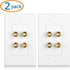Cable Matters 2-Pack Speaker Wire Wall Plate, Gold Plated with Banana Plug Binding Post for 2 Speakers, White