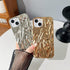 Caseative iPhone 13 Case - Pleated Water Ripple Chrome Plating, Electroplated Wave Pattern, Soft, Gold.