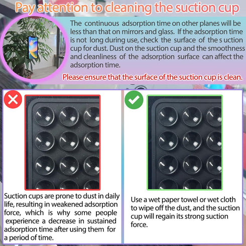 2PCS Silicone Suction Phone Case Mount, Non-Slip Suction Cup Phone Mount for Selfies and Videos