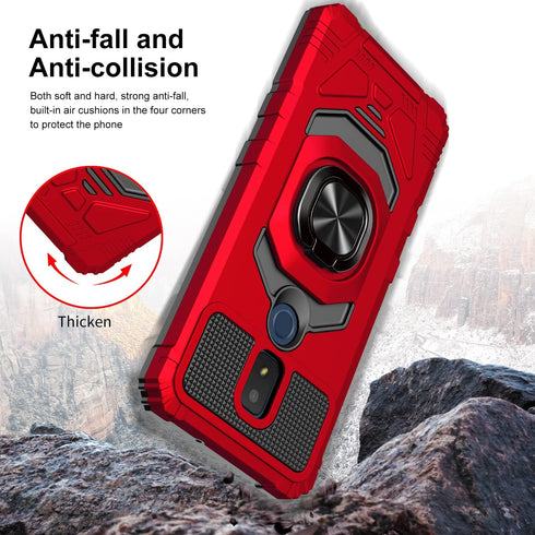 Cricket Icon 3, Splendor, AT&T Motivate 2 Case - Shockproof Protective Phone Case with Ring Stand - RS7 Red