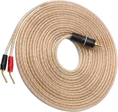 XMSJSIY RCA to Banana Pin Type Plug Speaker Wire, HiFi OFC Gold Plated RCA Male to Dual Banana Pin Plug for Amplifiers