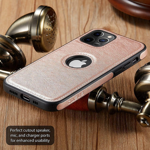 Casus Logo View Compatible with iPhone 12 Pro Max Case, Slim Premium Vegan Leather, Classic Luxury Thin Cover (Rose