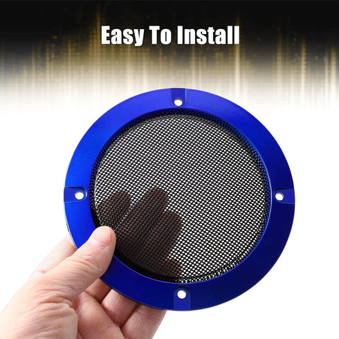 X AUTOHAUX 4 Inch Car Metal Audio Speaker Grill Cover, Mesh Woofer Horn Guard, Decorative Circle Grille Protector Blue
