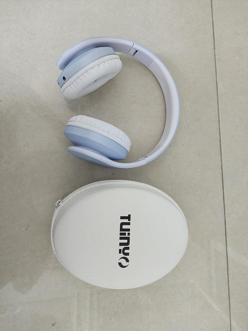 TUINYO Wireless Headphones Over Ear, Bluetooth Headset with Microphone, Foldable Stereo Wireless, Lightweight, Silver